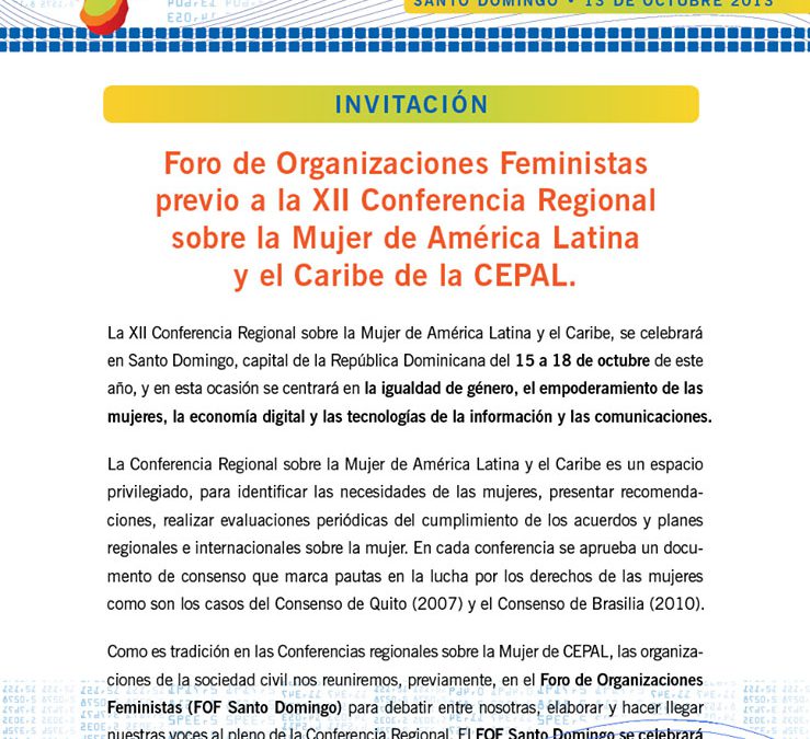 REPUBLICA DOMINICANA: FORO DE ORGANIZACIONES FEMINISTAS 13 DE OCTUBRE DE 2013